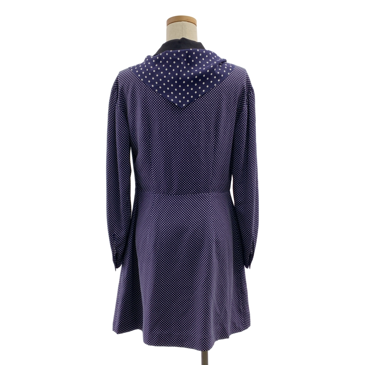 miu miu / ミュウミュウ シルク切替 ドット スカーフカラー ギャザー シャツ ワンピース