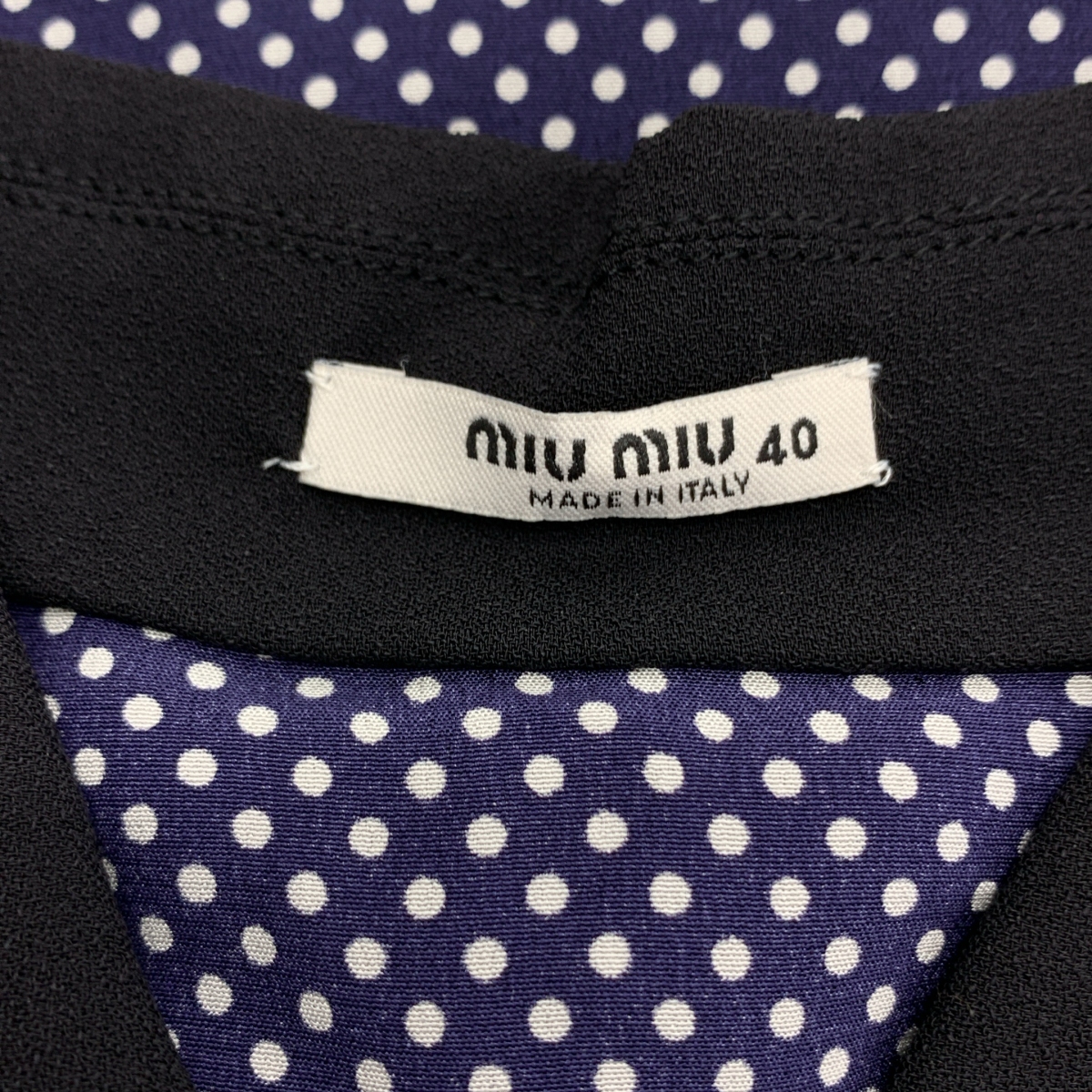 miu miu / ミュウミュウ シルク切替 ドット スカーフカラー ギャザー シャツ ワンピース