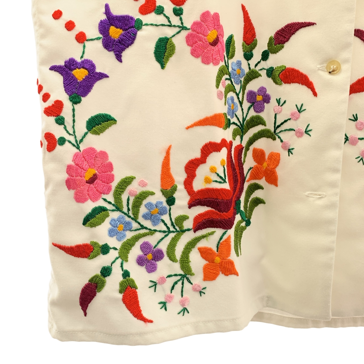 MARINE SERRE / マリーンセル Dutch Embroidery レース切替 オープンカラーシャツ