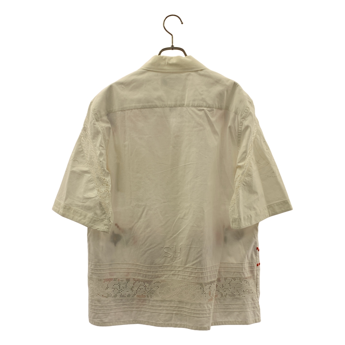 MARINE SERRE / マリーンセル Dutch Embroidery レース切替 オープンカラーシャツ