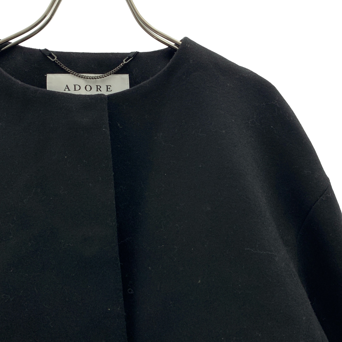 ADORE / アドーア ウール アルパカ ビジュー装飾 ノーカラージャケット