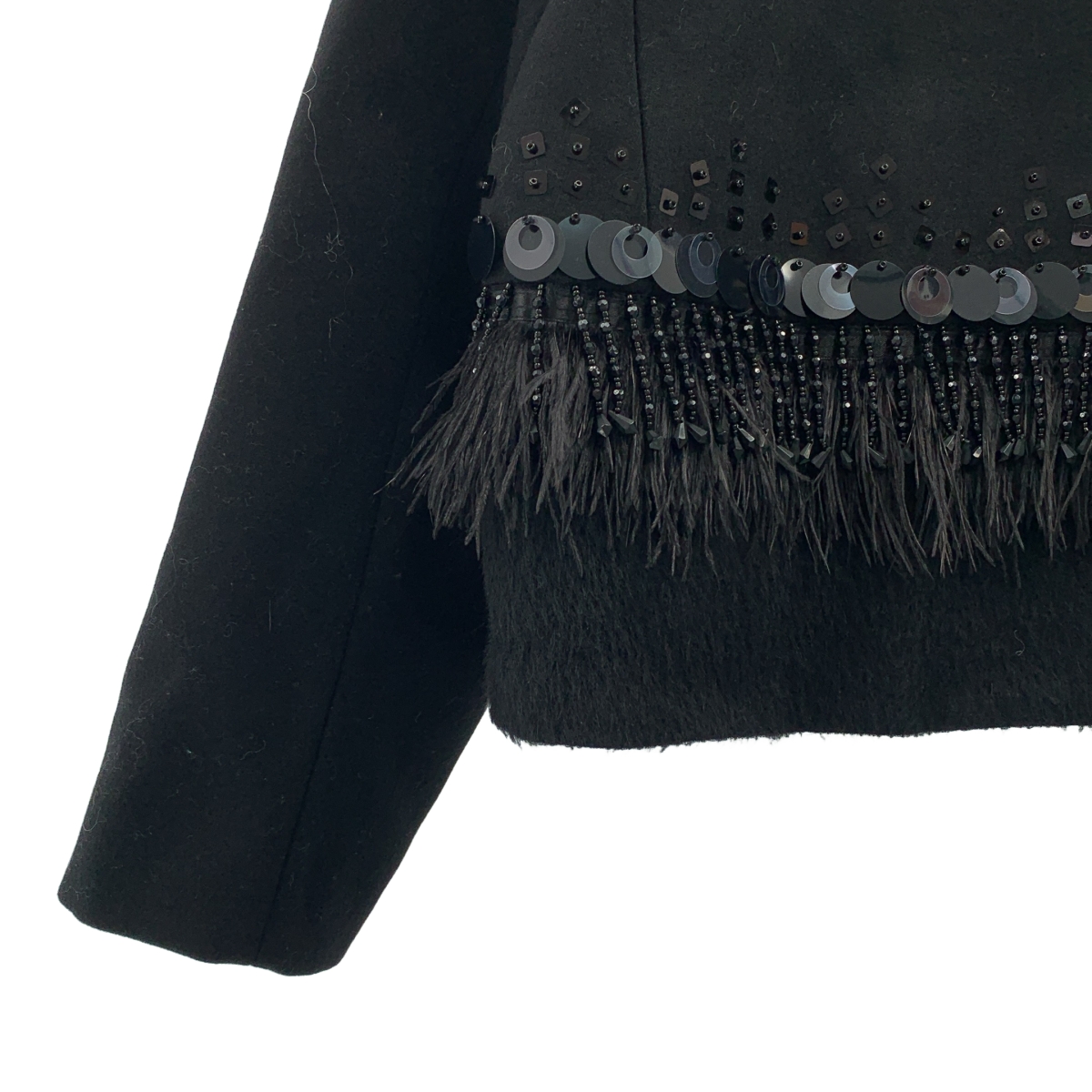 ADORE / アドーア ウール アルパカ ビジュー装飾 ノーカラージャケット