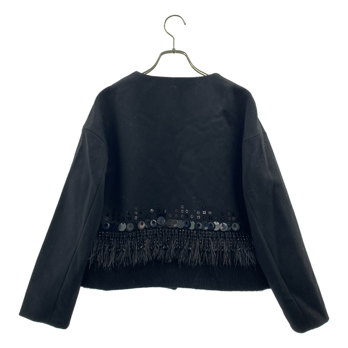 ADORE / アドーア ウール アルパカ ビジュー装飾 ノーカラージャケット