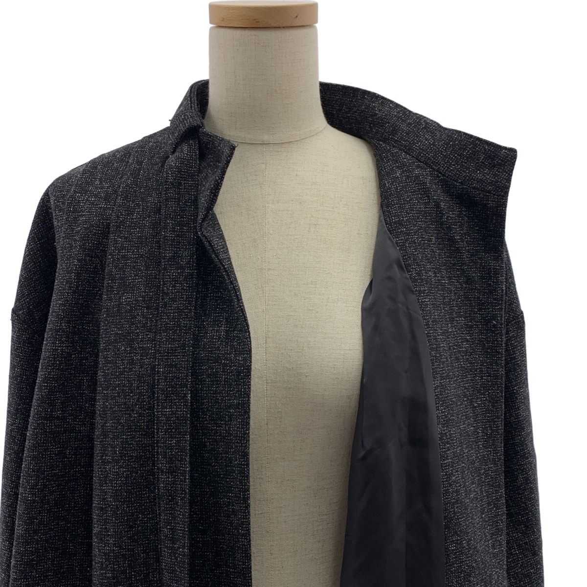 ELIN / エリン ウール リネン混 ボウタイ スタンドカラー コート