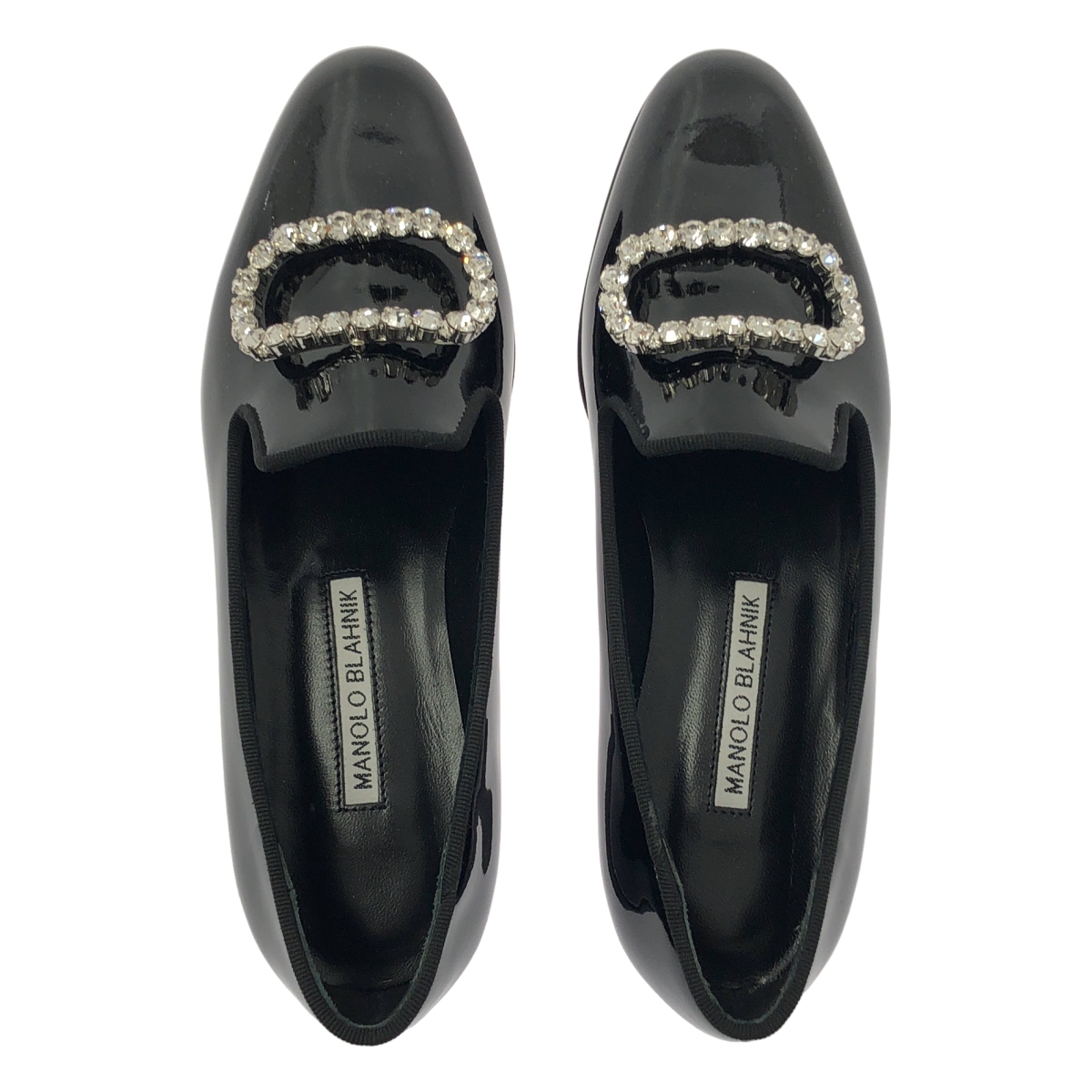 MANOLO BLAHNIK / マノロブラニク PILA / パテントレザー ビジュー フラット シューズ