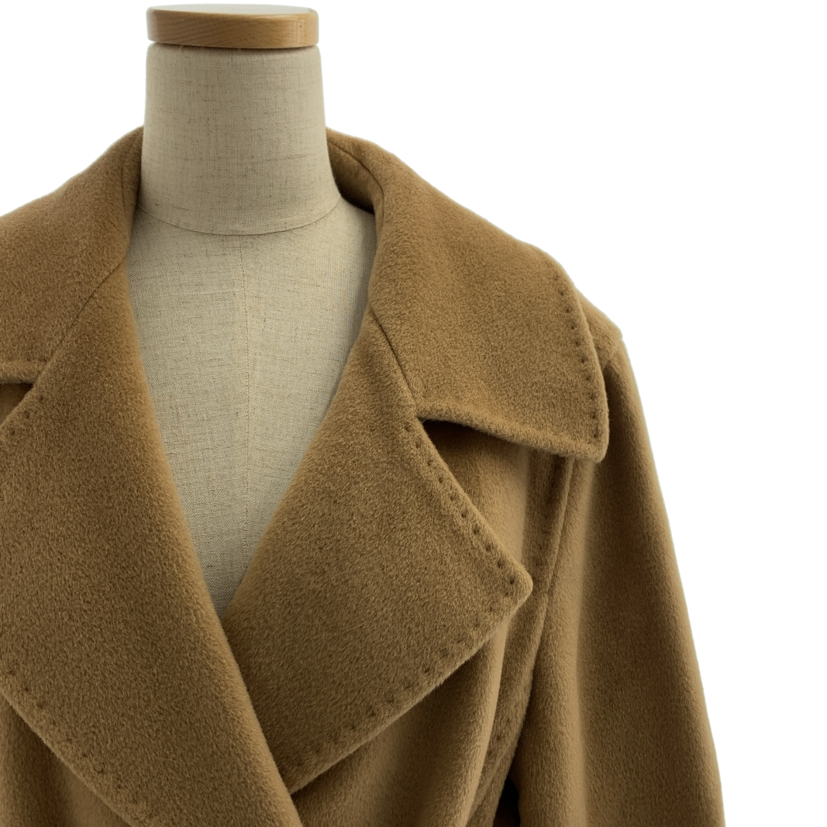 Max Mara / マックスマーラ 白タグ カシミヤブレンド ウール ベルベット チェスターコート / ロゴ総裏地