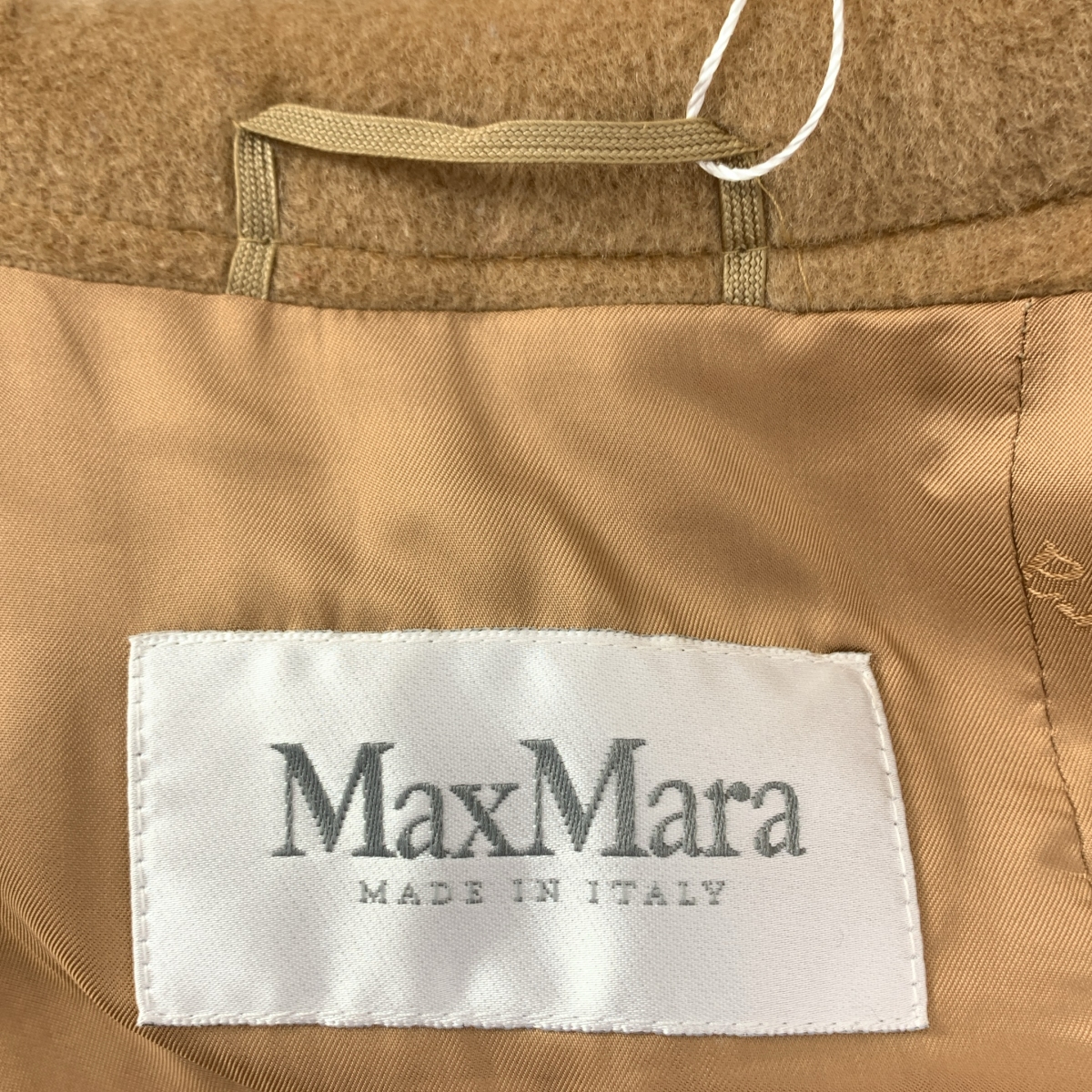 Max Mara / マックスマーラ 白タグ カシミヤブレンド ウール ベルベット チェスターコート / ロゴ総裏地