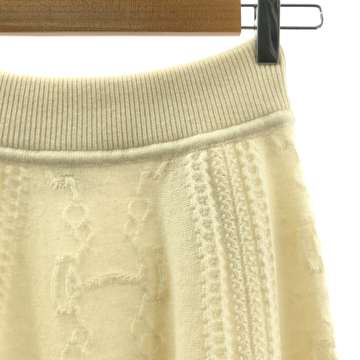 HERMES / エルメス ウール カシミヤ シェーヌダンクル柄 ニットスカート