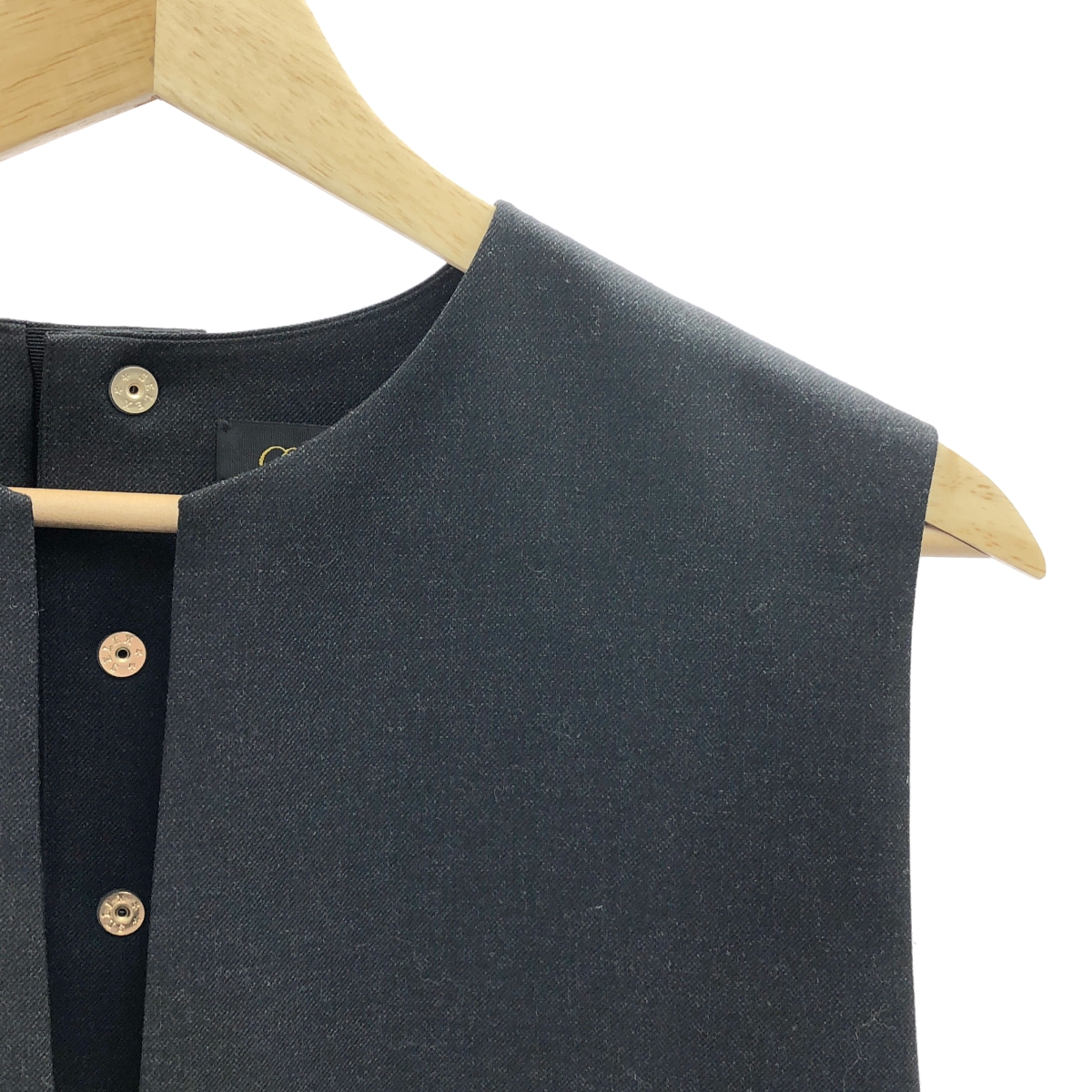 Drawer / ドゥロワー ウール ノースリーブ ノーカラー スキッパー ベスト トップス