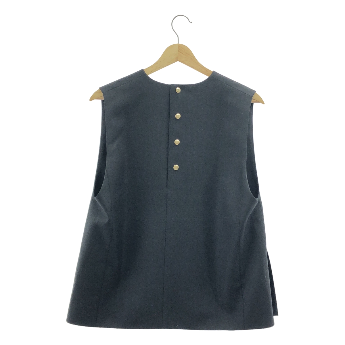 Drawer / ドゥロワー ウール ノースリーブ ノーカラー スキッパー ベスト トップス