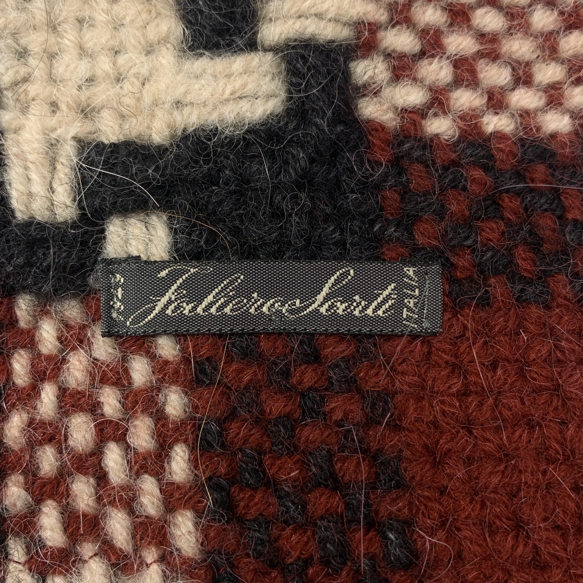 FALIERO SARTI / ファリエロサルティ 千鳥格子 フリンジ マフラー