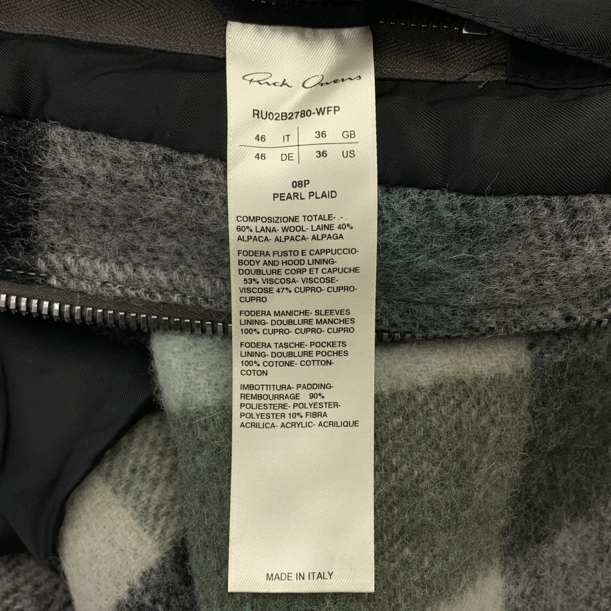 Rick Owens / リックオウエンス Secret Parka チェック フーデッド パーカ