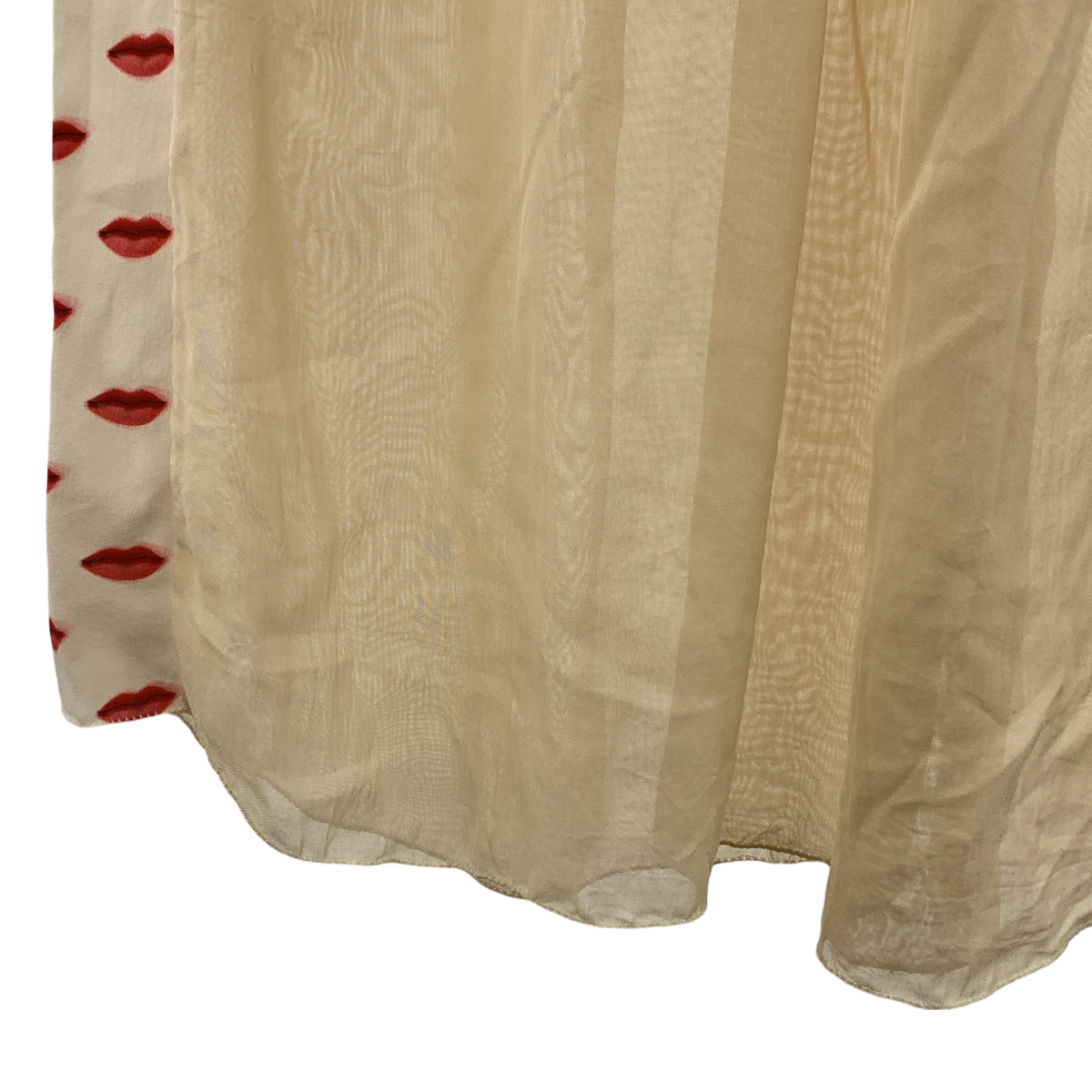 PRADA / プラダ シルク プリーツ シアー リッププリント ワンピース