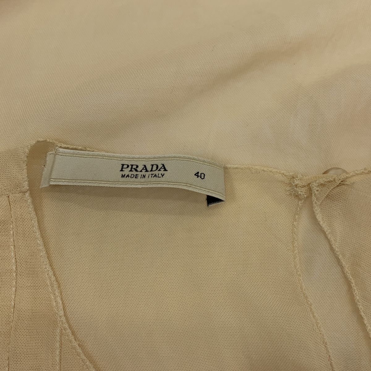 PRADA / プラダ シルク プリーツ シアー リッププリント ワンピース