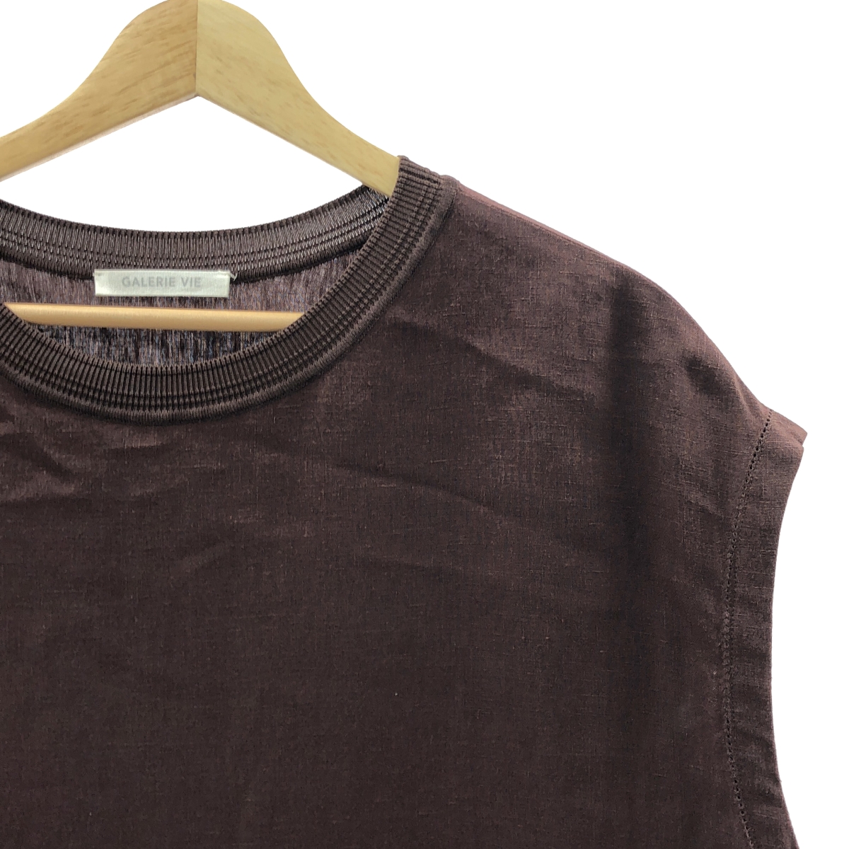 GALERIE VIE / ギャルリーヴィー リブコンビフレンチリネン スリット クルーネックワンピース