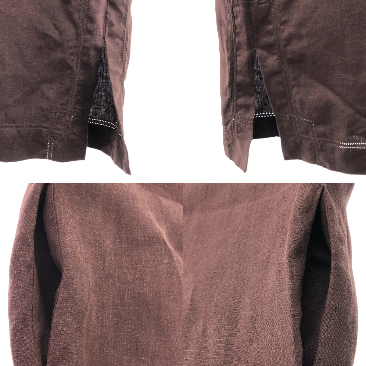 GALERIE VIE / ギャルリーヴィー リブコンビフレンチリネン スリット クルーネックワンピース