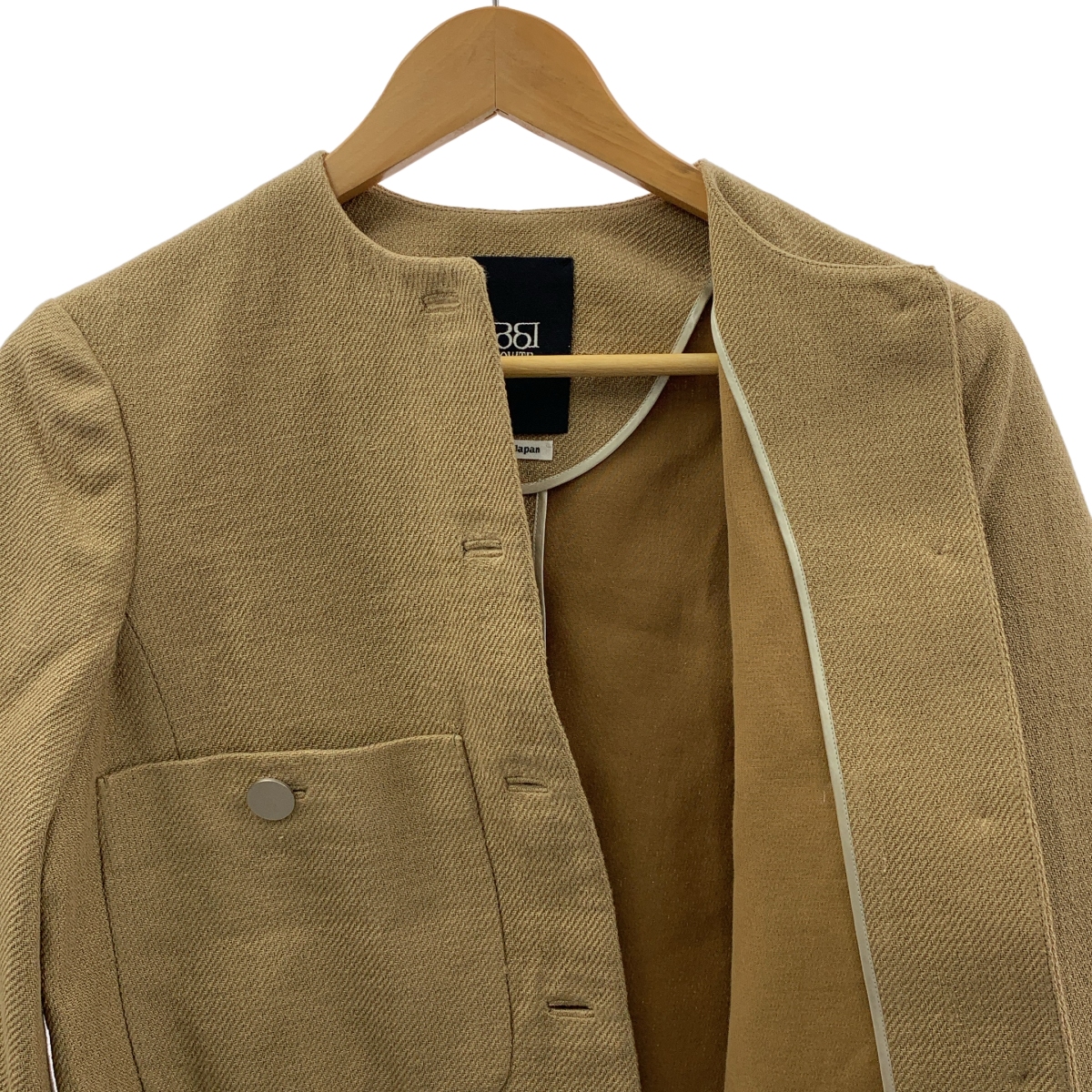 その他 DOUBLE CLOTH SHORT JACKET / ノーカラー シングル ジャケット