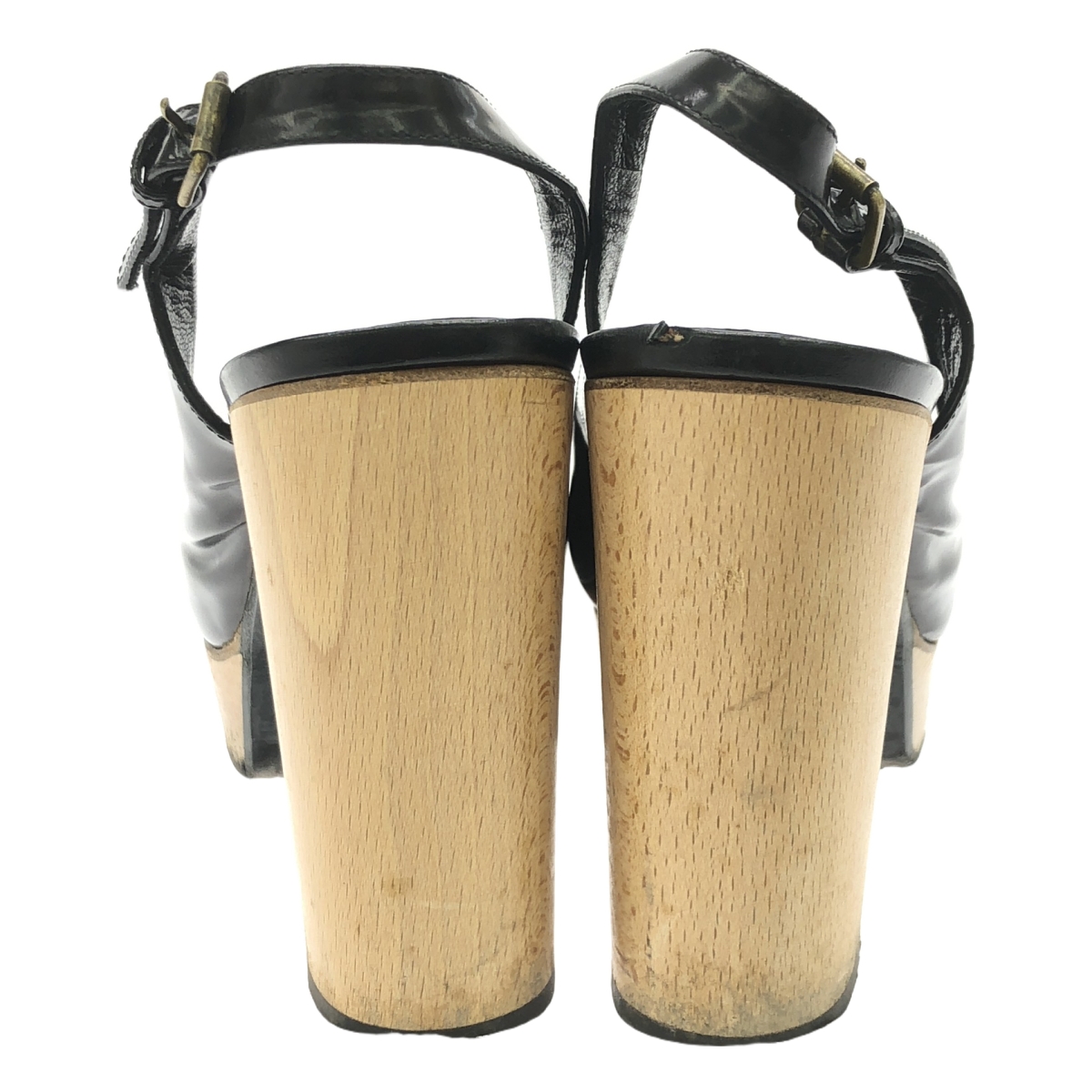 Chloe / クロエ レザー ウッドチャンキーヒール ストラップ パンプス