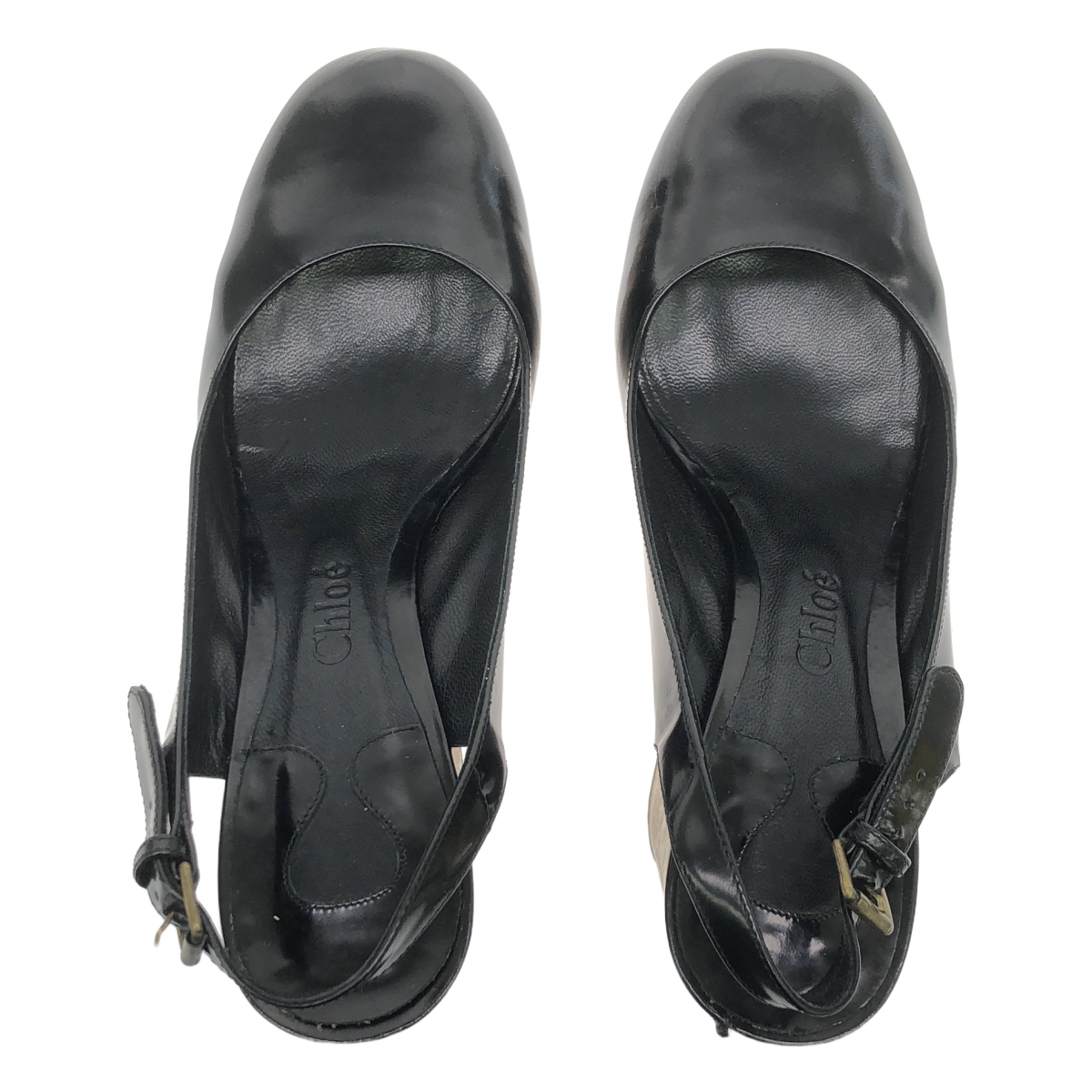 Chloe / クロエ レザー ウッドチャンキーヒール ストラップ パンプス