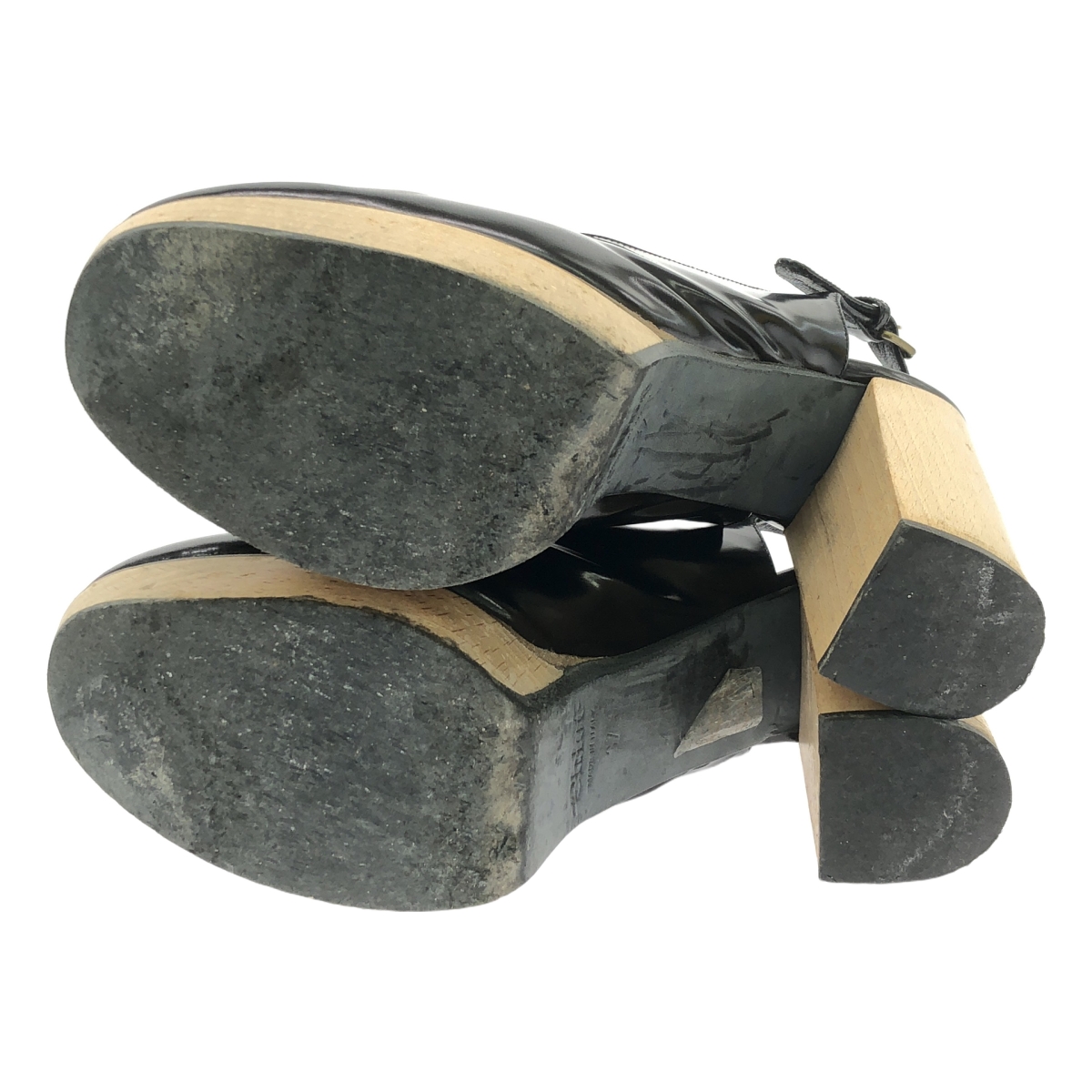 Chloe / クロエ レザー ウッドチャンキーヒール ストラップ パンプス
