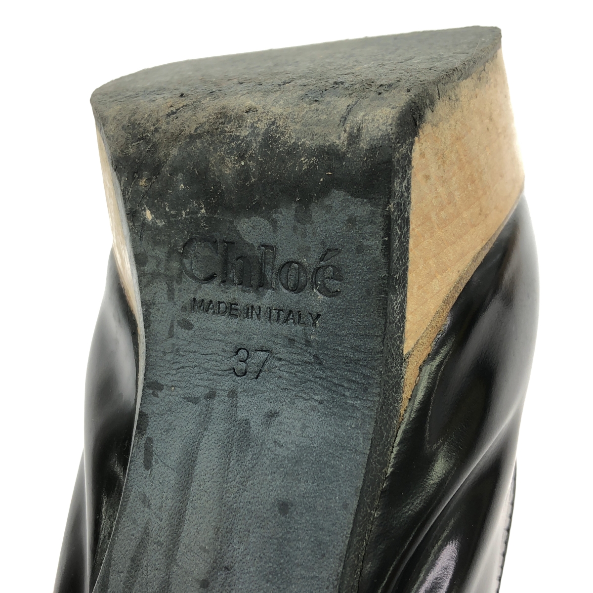 Chloe / クロエ レザー ウッドチャンキーヒール ストラップ パンプス