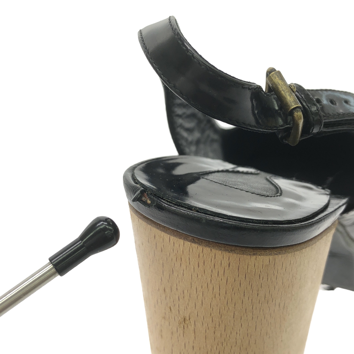 Chloe / クロエ レザー ウッドチャンキーヒール ストラップ パンプス