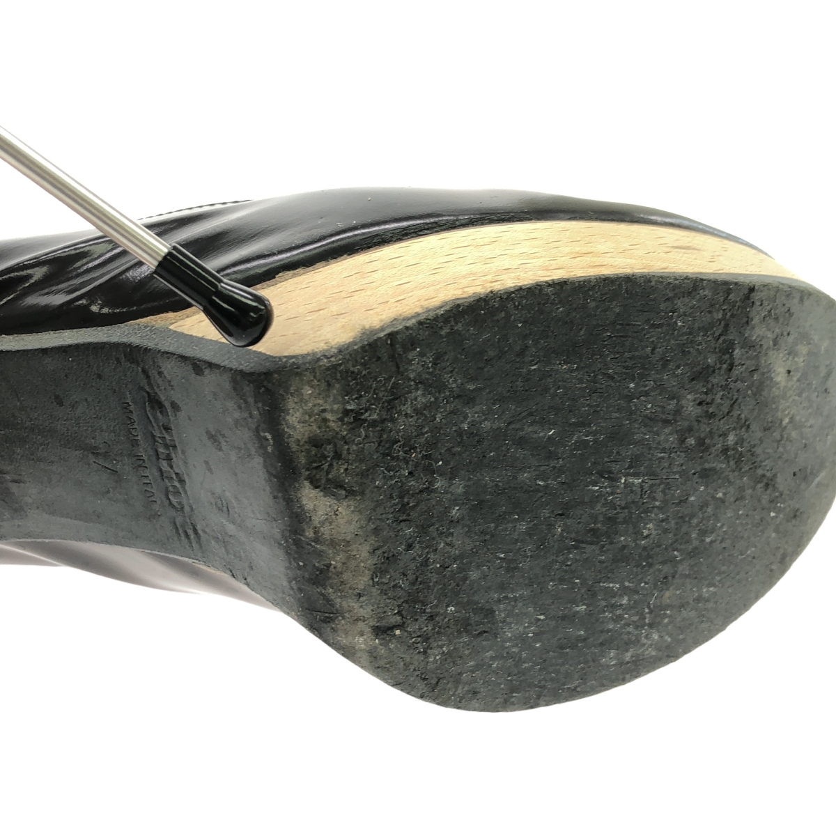 Chloe / クロエ レザー ウッドチャンキーヒール ストラップ パンプス