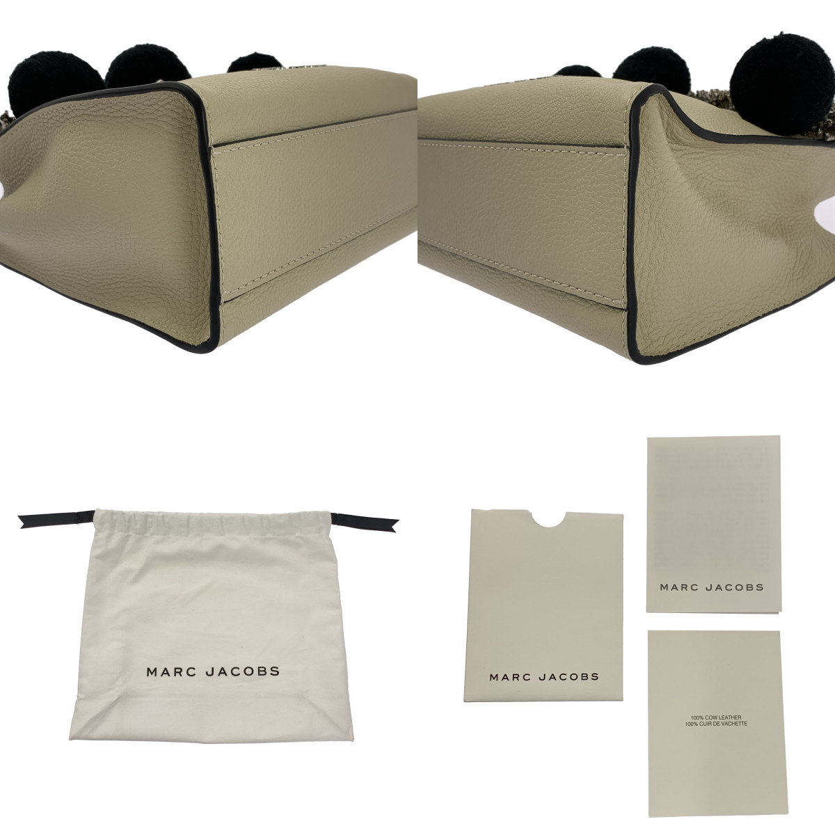 MARC JACOBS / マークジェイコブス MINI GRIND / ミニグラインド ポンポン ビーズ装飾 2Way トート ショルダーバッグ