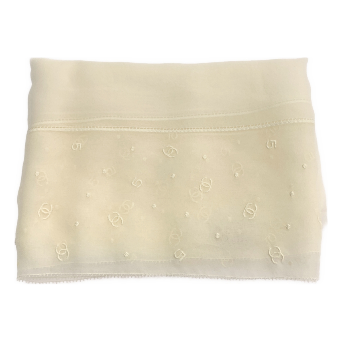 CHANEL / シャネル シルク 刺しゅう ココマーク 大判ストール