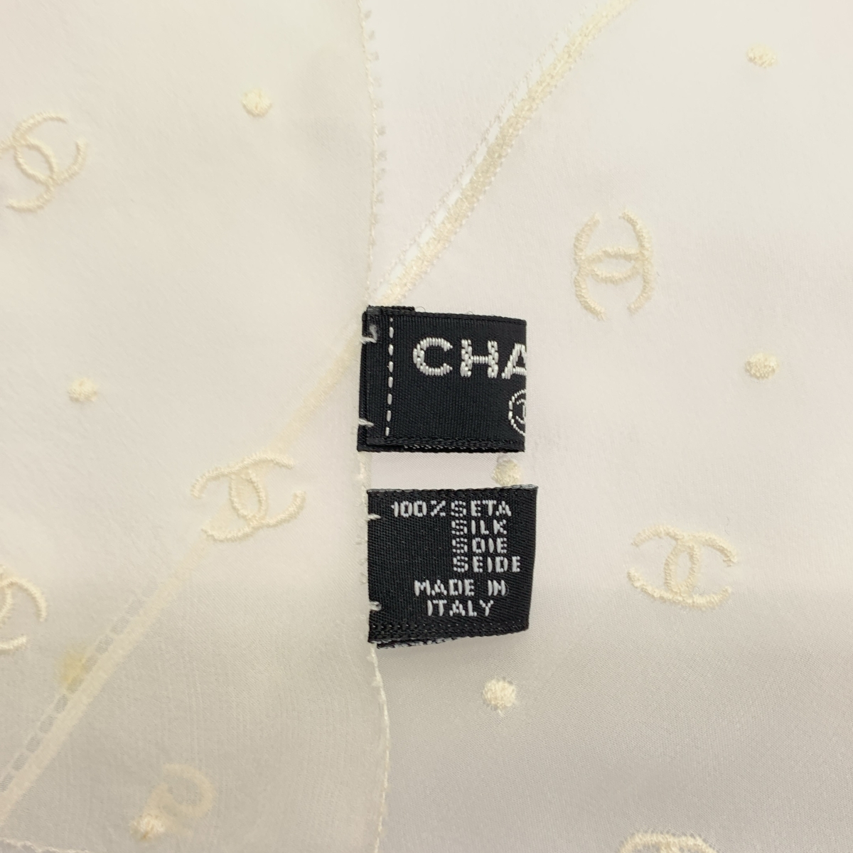CHANEL / シャネル シルク 刺しゅう ココマーク 大判ストール