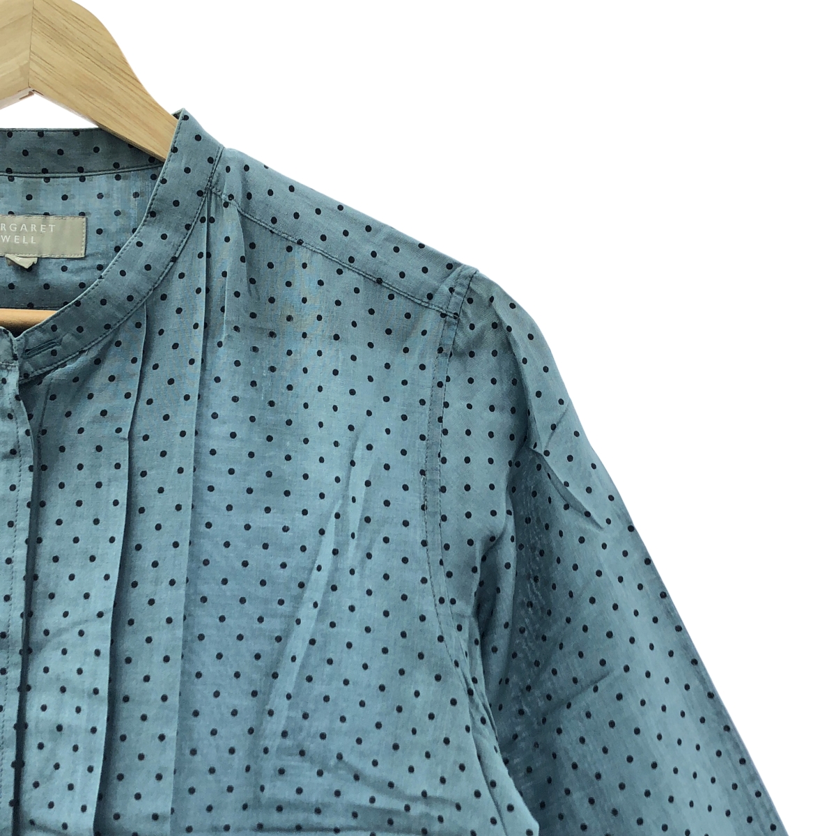 MARGARET HOWELL / マーガレットハウエル silk 100％ / シルク ピンタック バンドカラー シャツ ブラウス