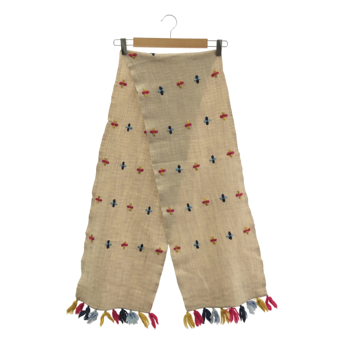 45r / フォーティファイブアール クロス 刺しゅう フリンジ マフラー ストール