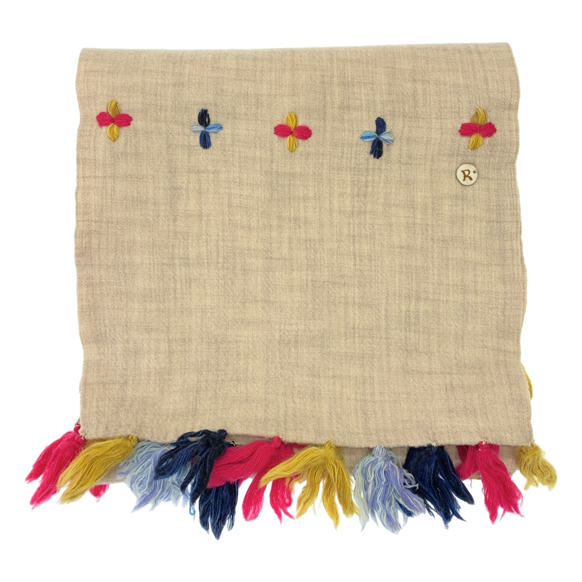 45r / フォーティファイブアール クロス 刺しゅう フリンジ マフラー ストール