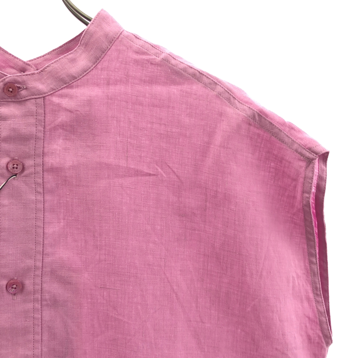 TICCA / ティッカ リネン バンドカラー ノースリーブ シャツ ブラウス