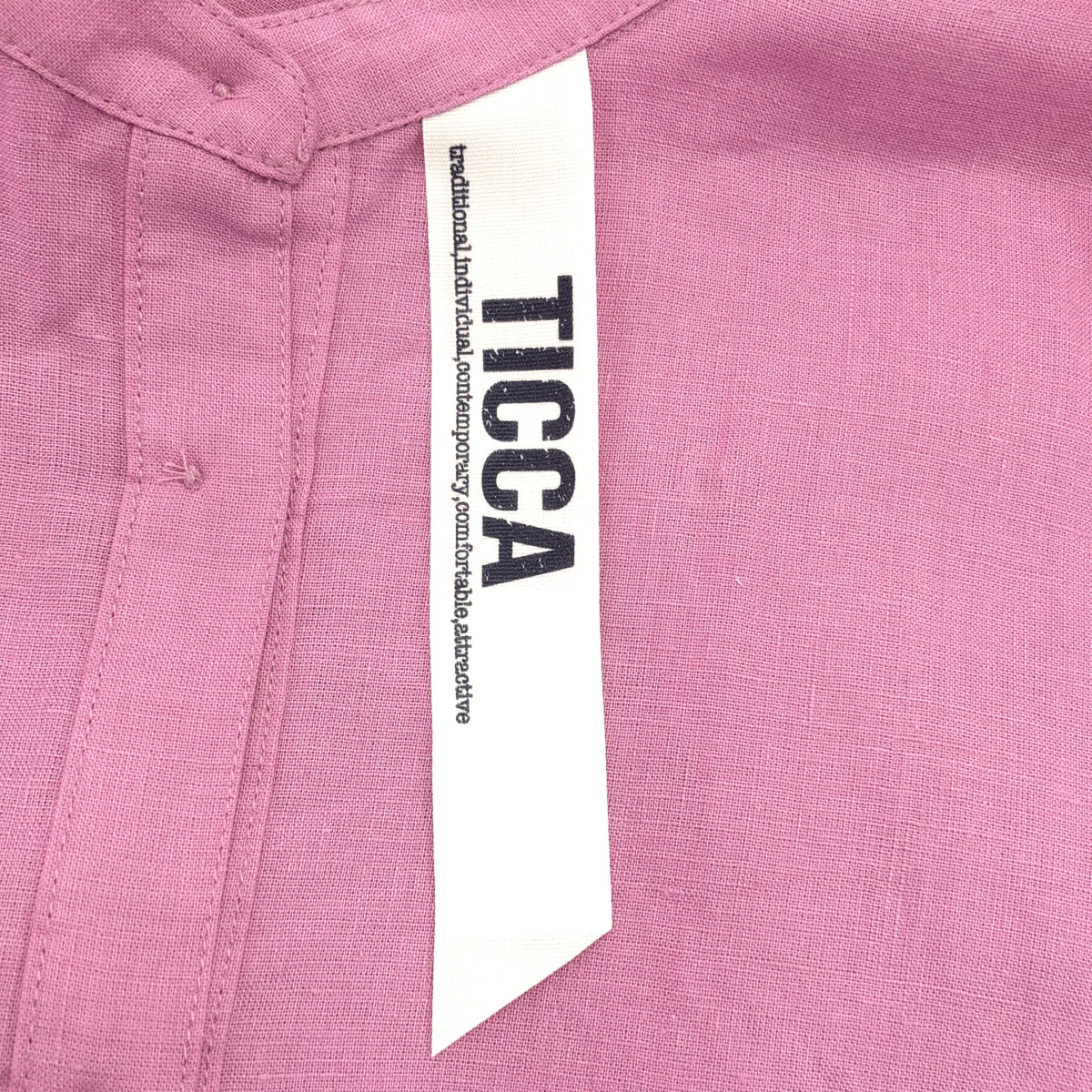 TICCA / ティッカ リネン バンドカラー ノースリーブ シャツ ブラウス