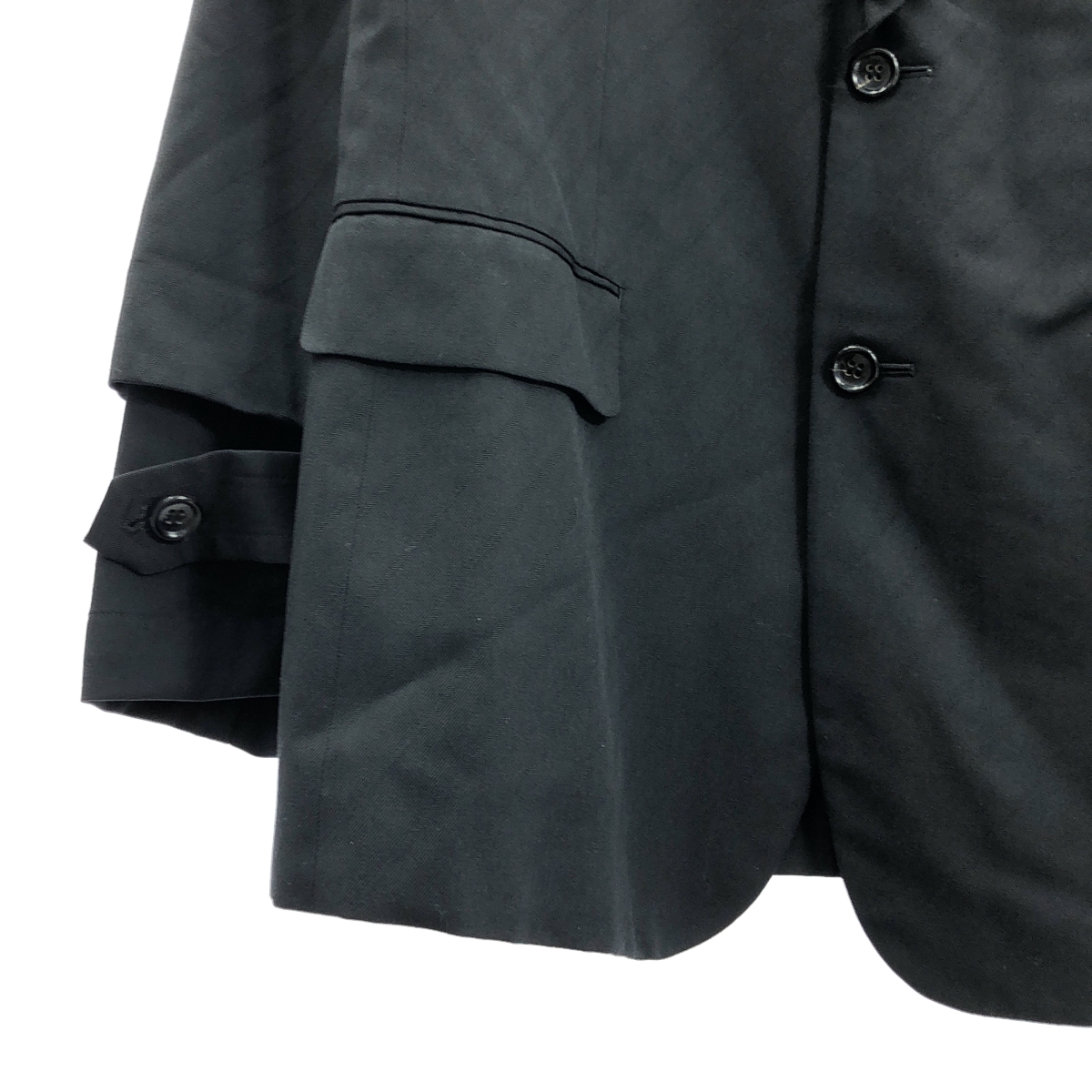 COMME des GARCONS HOMME PLUS / コムデギャルソンオムプリュス ジャガード ドッキング レイヤードスリーブ シングルジャケット / ドット柄裏地