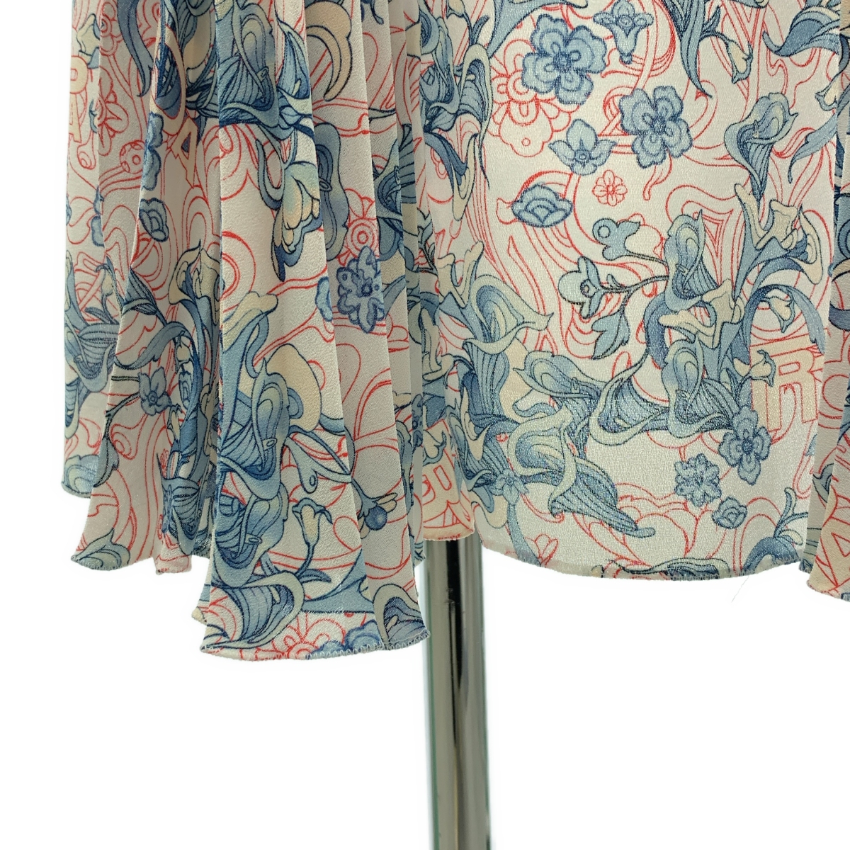 PRADA / プラダ プリーツ切替 総柄 ロングスカート