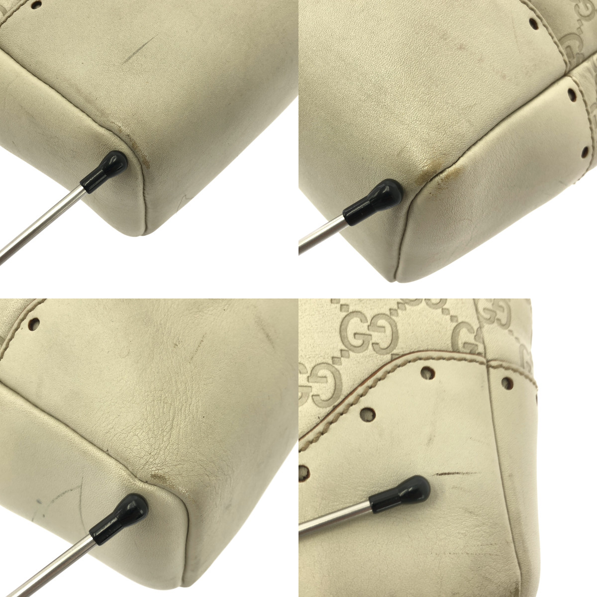 GUCCI / グッチ レザー GGスプリーム ホースビット ハンドバッグ