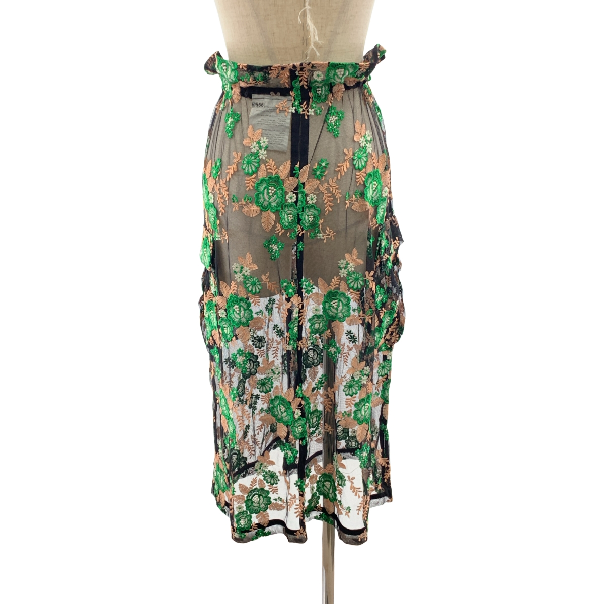 tricot COMME des GARCONS / トリココムデギャルソン フラワー刺しゅう ドローストリング メッシュスカート