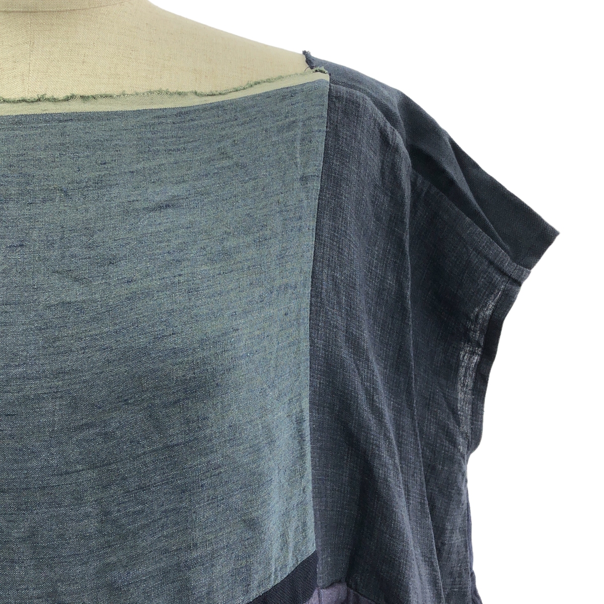 DANIELA GREGIS / ダニエラグレジス リネン100% パッチワーク タック プルオーバーワンピース