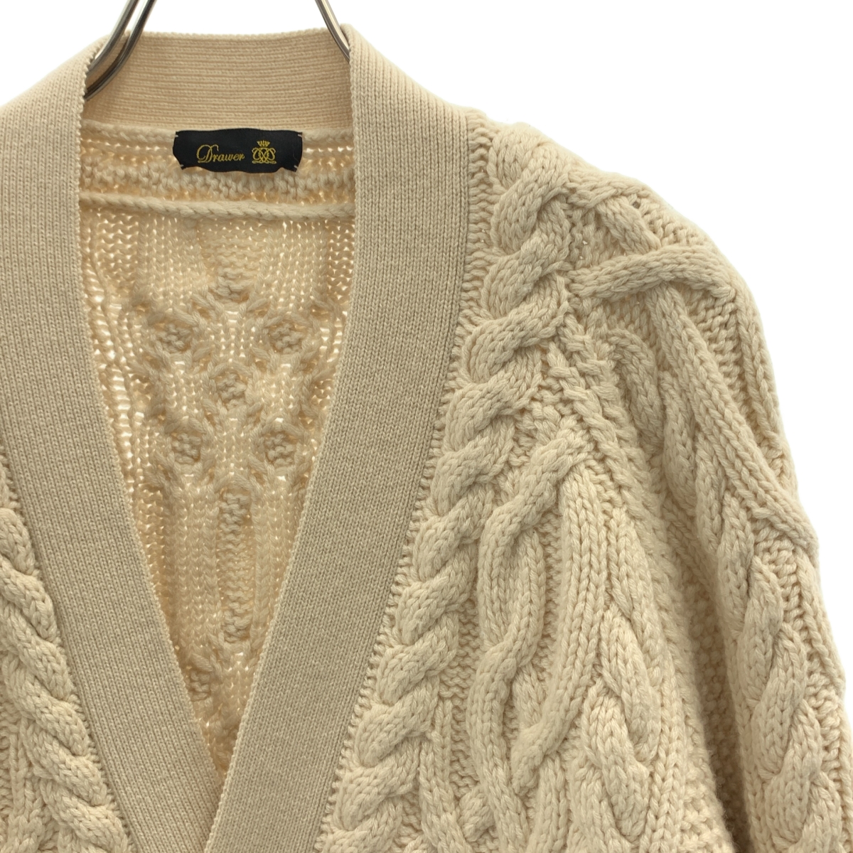 Drawer / ドゥロワー カシミヤ ケーブルニット カーディガン