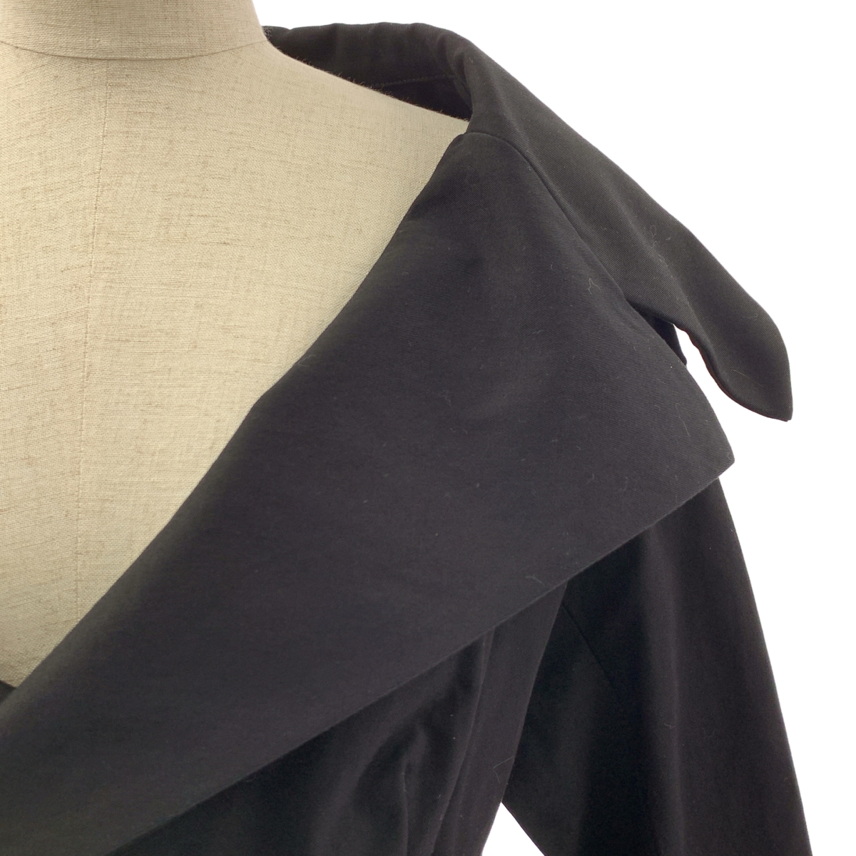 Yohji Yamamoto FEMME / ヨウジヤマモトファム high-collar wrap dress / 裁ち切り加工 ロングドレス コート