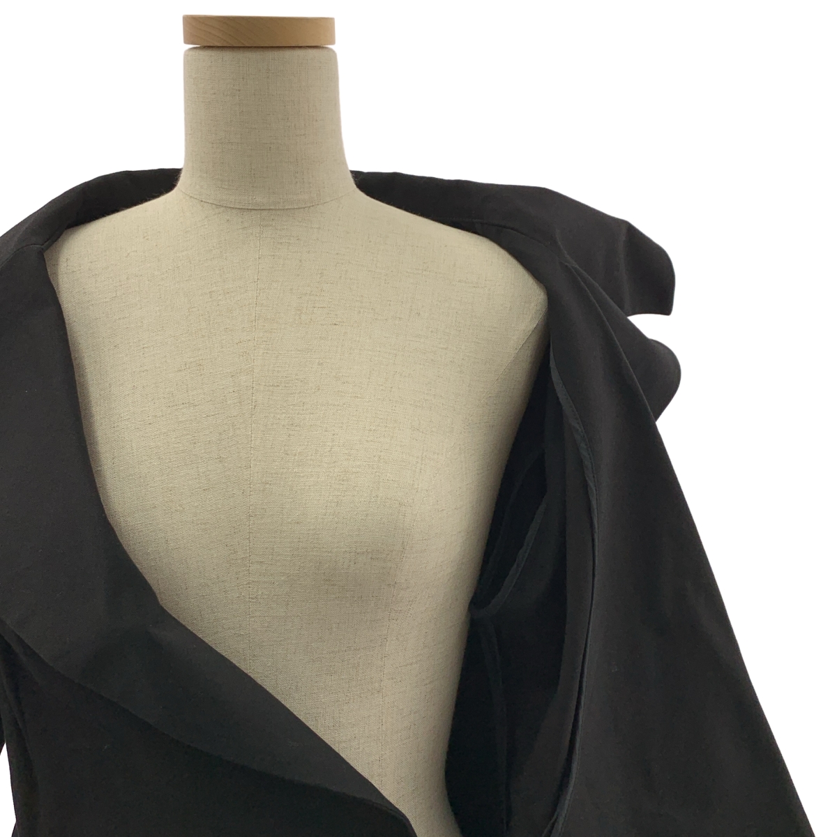 Yohji Yamamoto FEMME / ヨウジヤマモトファム high-collar wrap dress / 裁ち切り加工 ロングドレス コート