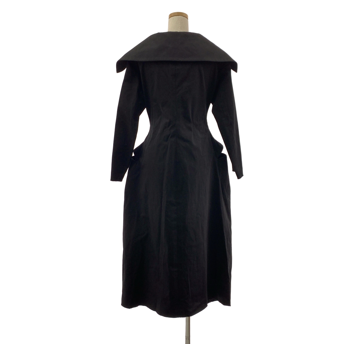 Yohji Yamamoto FEMME / ヨウジヤマモトファム high-collar wrap dress / 裁ち切り加工 ロングドレス コート