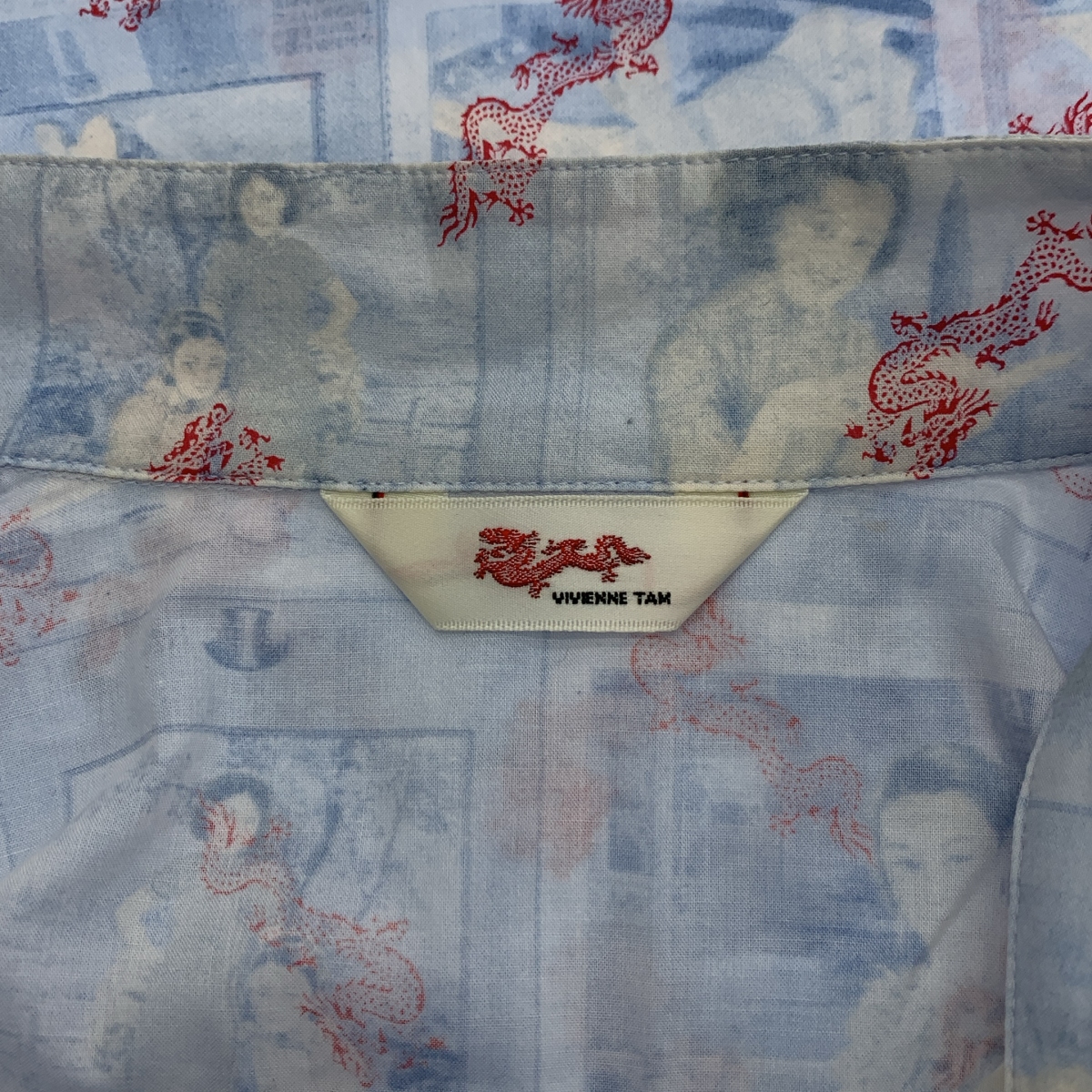 VIVIENNE TAM / ヴィヴィアンタム ドラゴン フォト プリント チャイナ シャツ ブラウス