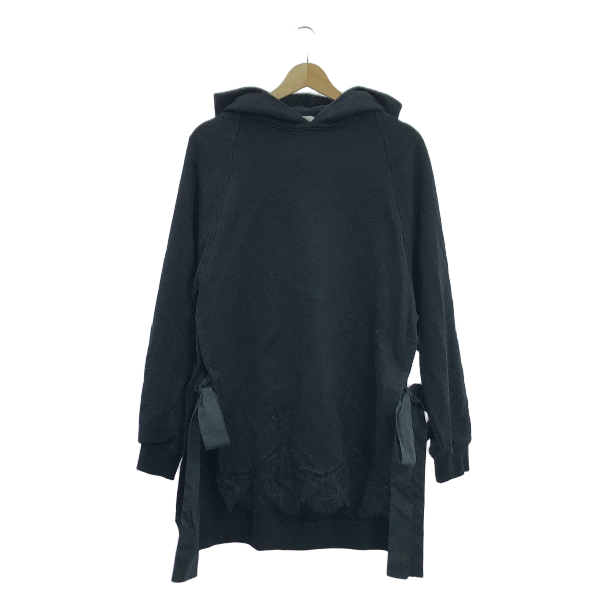 VALENTINO / ヴァレンティノ スリット リボン レースパッチ スウェット ワンピース フーディ