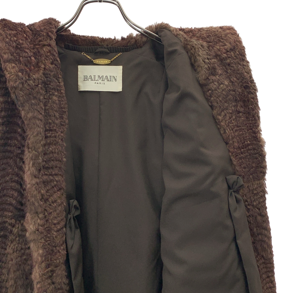 BALMAIN / バルマン オーバーサイズ ファー フーデッド ロングコート