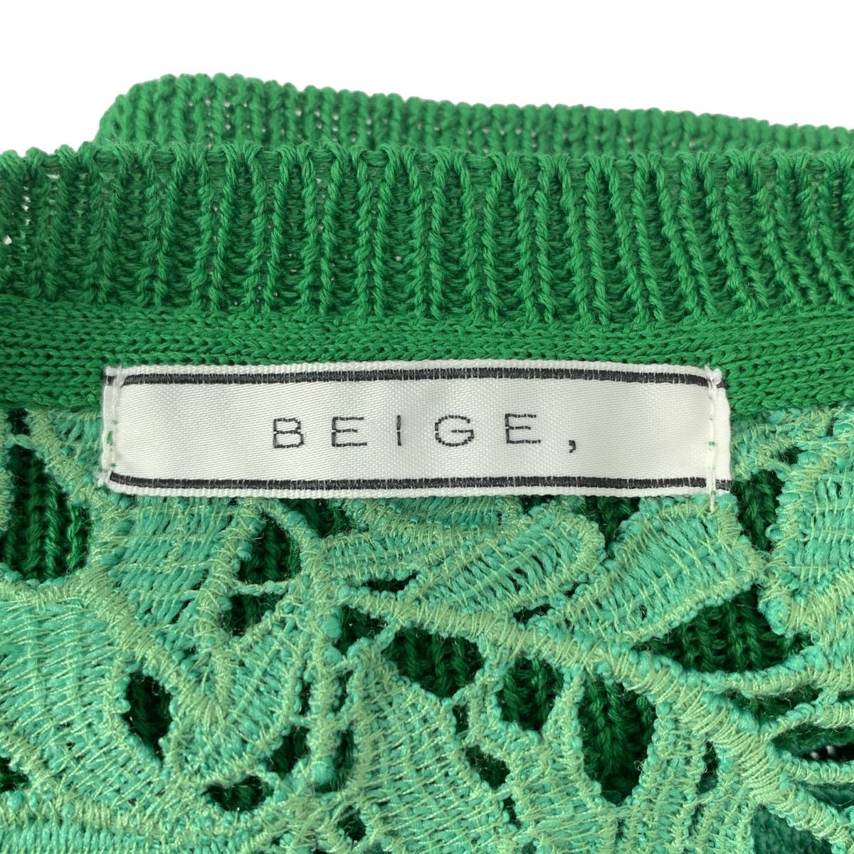 BEIGE， / ベイジ GARDENIA / コットン バックカットワークレース ニット