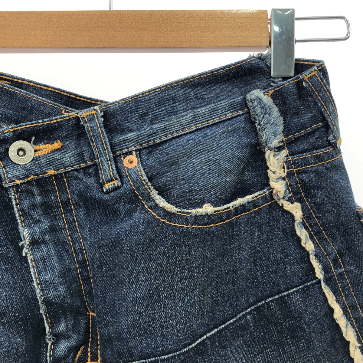 JUNYA WATANABE COMME des GARCONS / ジュンヤワタナベ 【denim】ダメージ加工 サイドジップ 再構築 デニムスカート