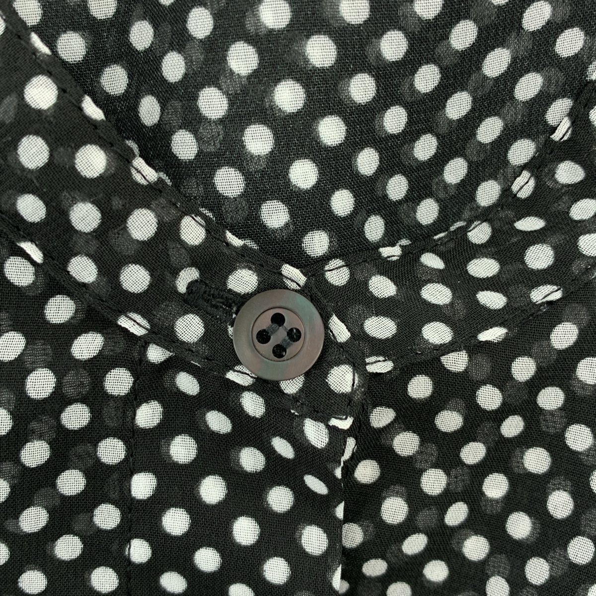 DRIES VAN NOTEN / ドリスヴァンノッテン ドット フリル ボリュームスリーブ シアー バンドカラー シャツ ブラウス